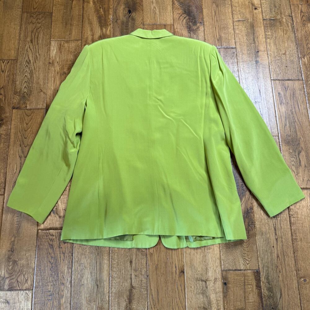 VTG Silks By Joan Leslie Blazer & Shirt Green Floral 100% Silk Womens Size 16/18 - Picture 8 of 14